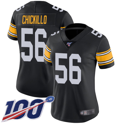 Women Pittsburgh Steelers Football #56 Limited Black Anthony Chickillo Alternate 100th Nike NFL Jersey->women nfl jersey->Women Jersey